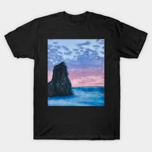 Ocean Sunrise Watercolor Painting T-Shirt